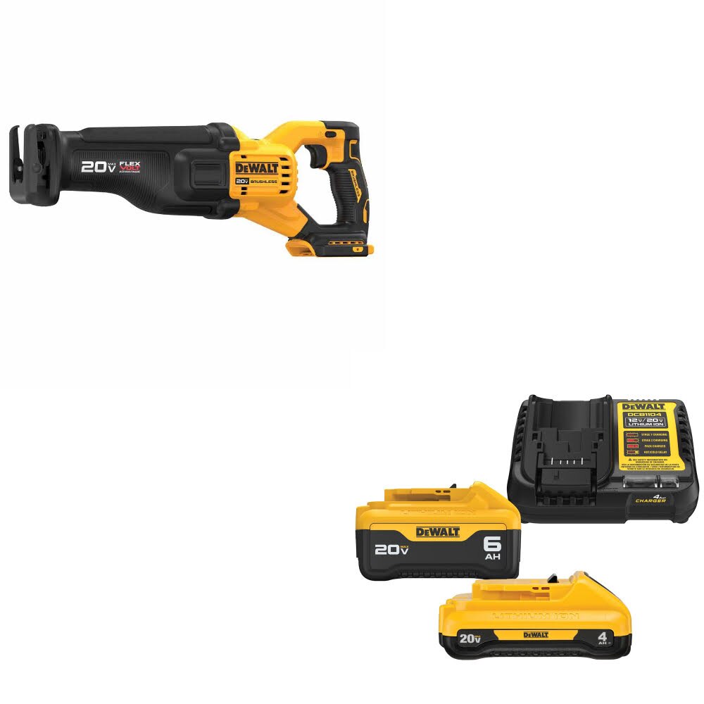 DeWalt DCS386B 20V MAX FLEXVOLT Recip Saw W/ DCB2460C 20V MAX Starter Kit