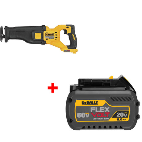 DeWalt DCS389B 60V Max Recip Saw, Bare W/ FREE DCB606 20/60V MAX 6.0Ah Battery