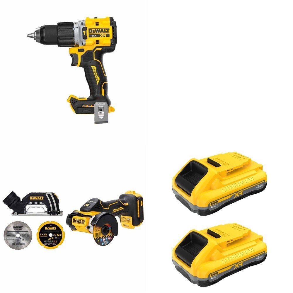 DeWalt DCB2104-2 POWERPACK 4Ah 2-Pack W/ DCD806B Hammer Drill and DCS438B 3 in. Cut-Off Tool
