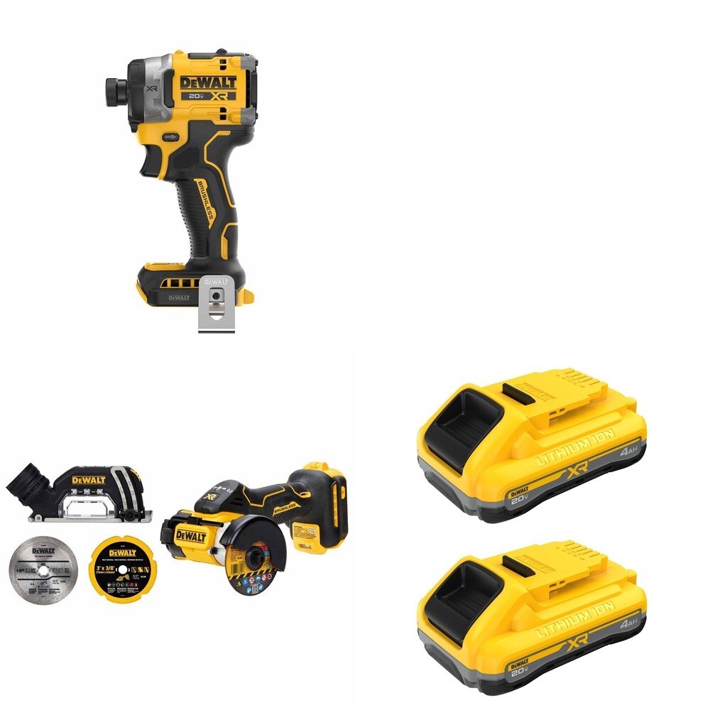 DeWalt DCB2104-2 POWERPACK 4Ah 2-Pack W/ DCF860B Impact Driver and DCS438B 3 in. Cut-Off Tool