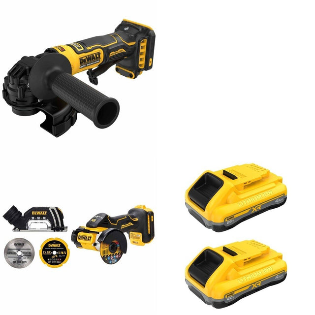 DeWalt DCB2104-2 POWERPACK 4Ah 2-Pack W/ DCG402B Angle Grinder and DCS438B 3 in. Cut-Off Tool