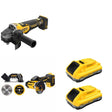 DeWalt DCG410B Angle Grinder W/ DCB2104-2 POWERPACK 4Ah 2-Pack and DCS438B 3 in. Cut-Off Tool