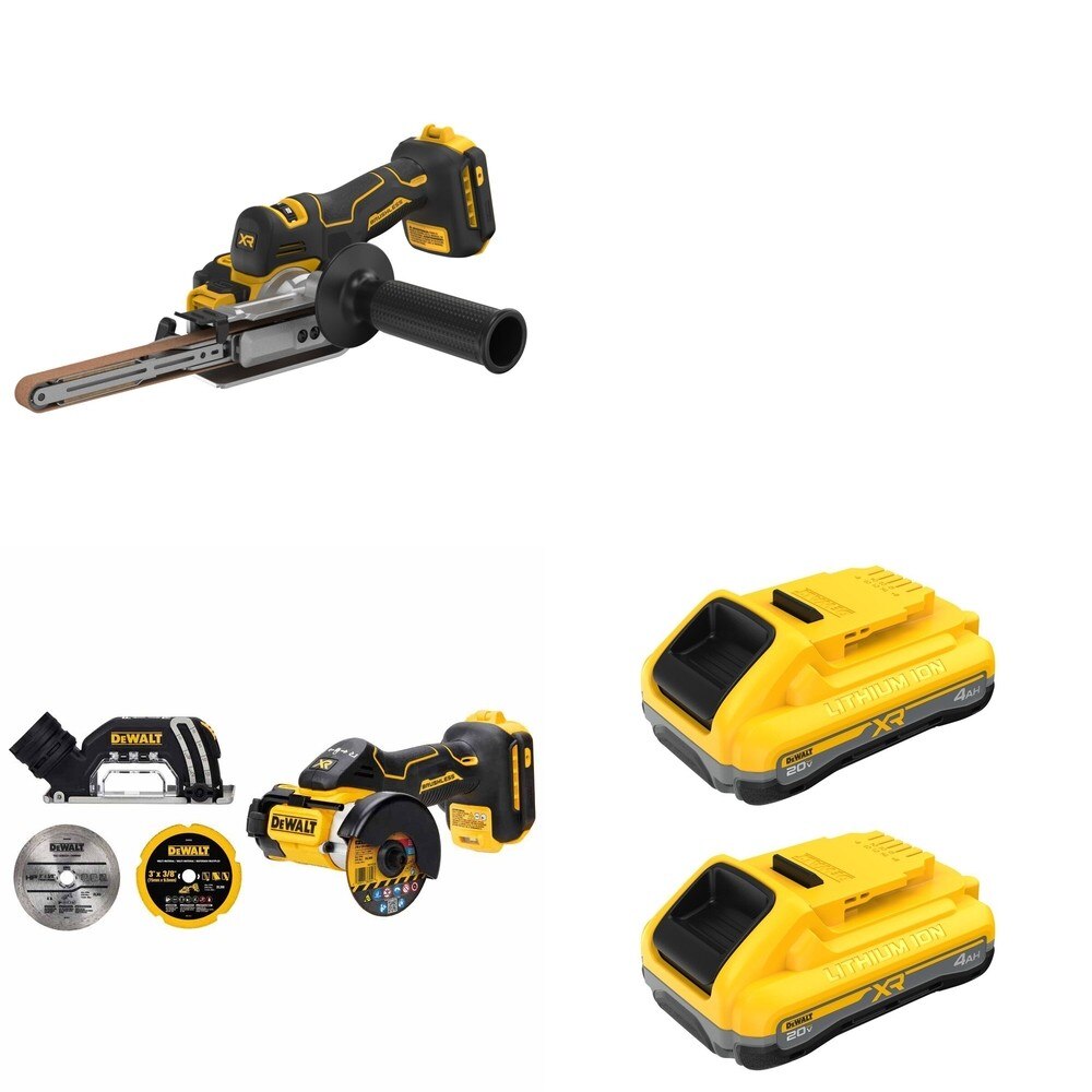 DeWalt DCB2104-2 POWERPACK 4Ah 2-Pack W/ DCM200B Bandfile Sander and DCS438B 3 in. Cut-Off Tool
