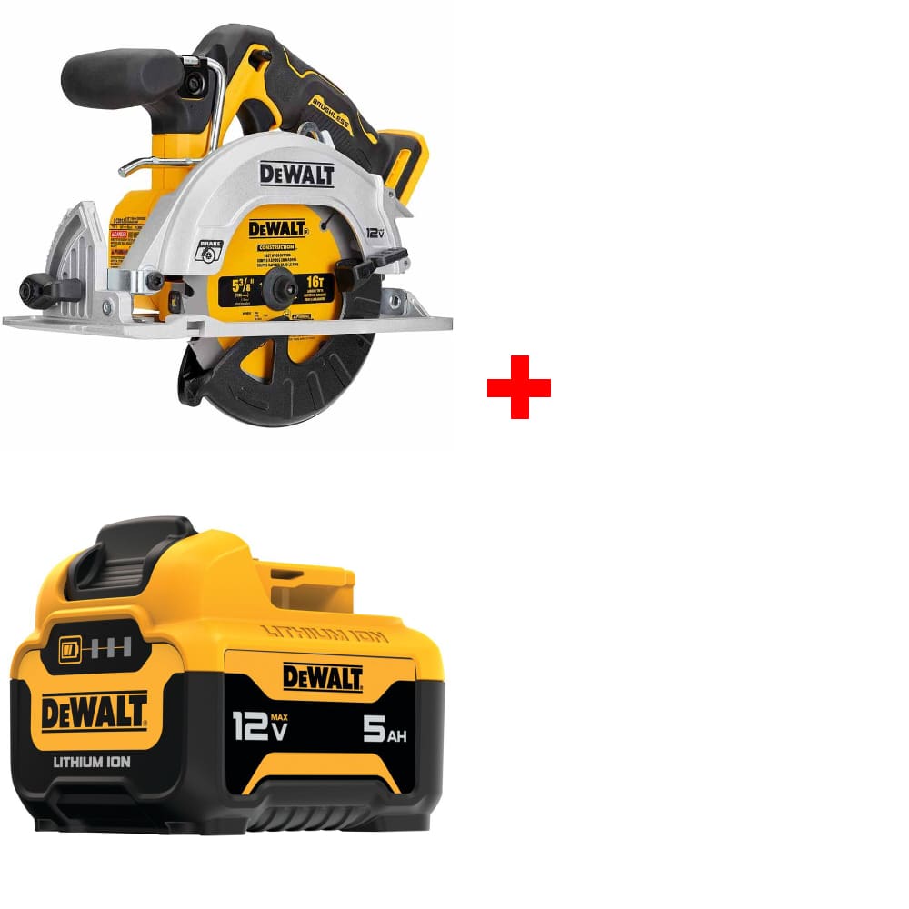 DeWalt DCS512B XTREMETM 12V MAX* 5-3/8" Circular Saw w/ FREE DCB126 5Ah BATTERY