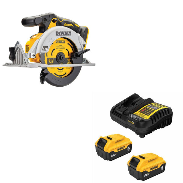 DeWalt DCS565B 20V MAX Circ Saw, 6-1/2" W/ DCB205-2C 20V MAX 5Ah Battery Kit