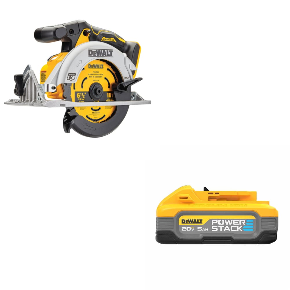 DeWalt DCS565B 20V MAX 6-1/2 "Circular Saw W/ FREE DCBP520 20V Max 5Ah Battery