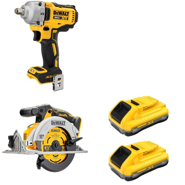 DeWalt DCF891B Mid-Range Impact Wrench W/ DCB2104-2 and DCS565B 6-1/2 in. Circular Saw
