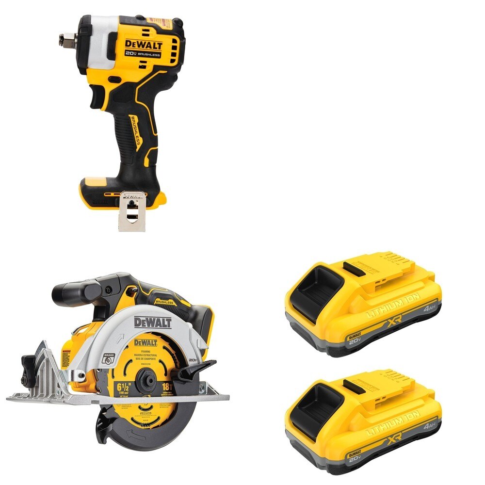 DeWalt DCB2104-2 20V MAX XR POWERPACK 4Ah Battery 2-Pack W/ DCF911B Impact Wrench and DCS565B