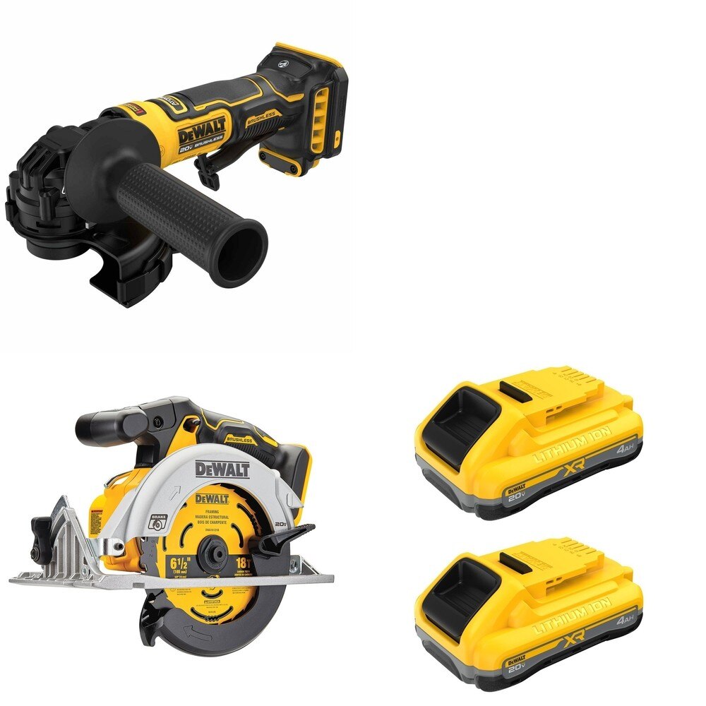 DeWalt DCB2104-2 20V MAX XR POWERPACK 4Ah Battery 2-Pack W/ DCG402B Angle Grinder and DCS565B
