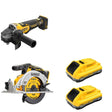 DeWalt DCG410B 20V MAX XR 4-1/2 in. Angle Grinder W/ DCB2104-2 POWERPACK 4Ah 2-Pack and DCS565B