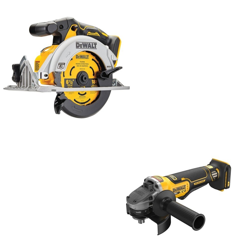 DeWalt DCG410B 20V MAX XR 4-1/2 in. Angle Grinder W/ DCS565B 6-1/2 in. Circular Saw