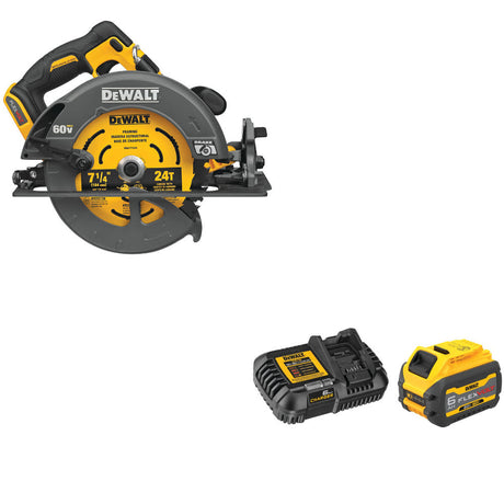 DeWalt DCS578B 60V Max 7-1/4" Circ Saw, Bare W/ DCB606C 20V/60V MAX Starter Kit