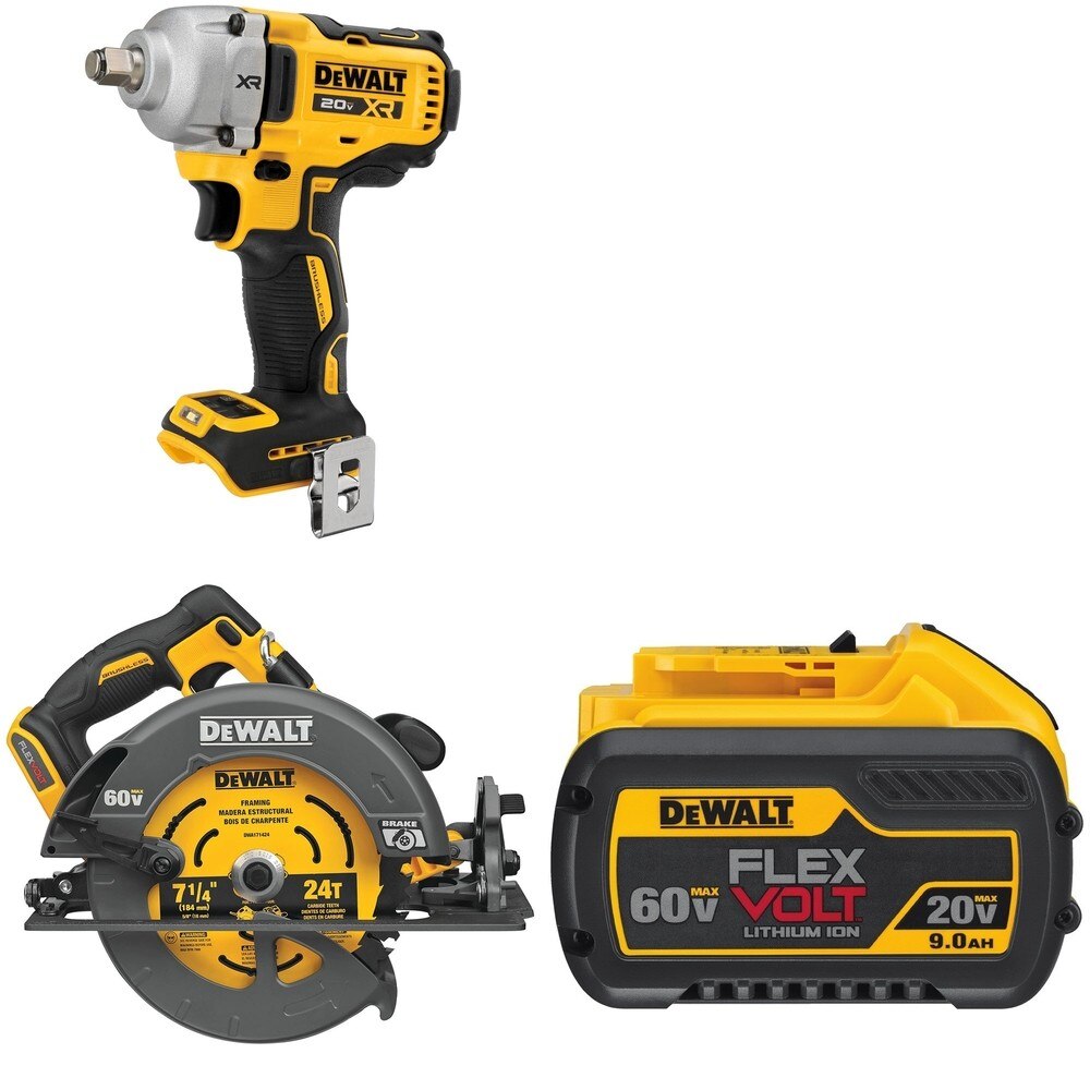 DeWalt DCS578B 60V MAX 7-1/4 in. Circular Saw W/ DCF891B and DCB609 FLEXVOLT 9.0Ah Battery