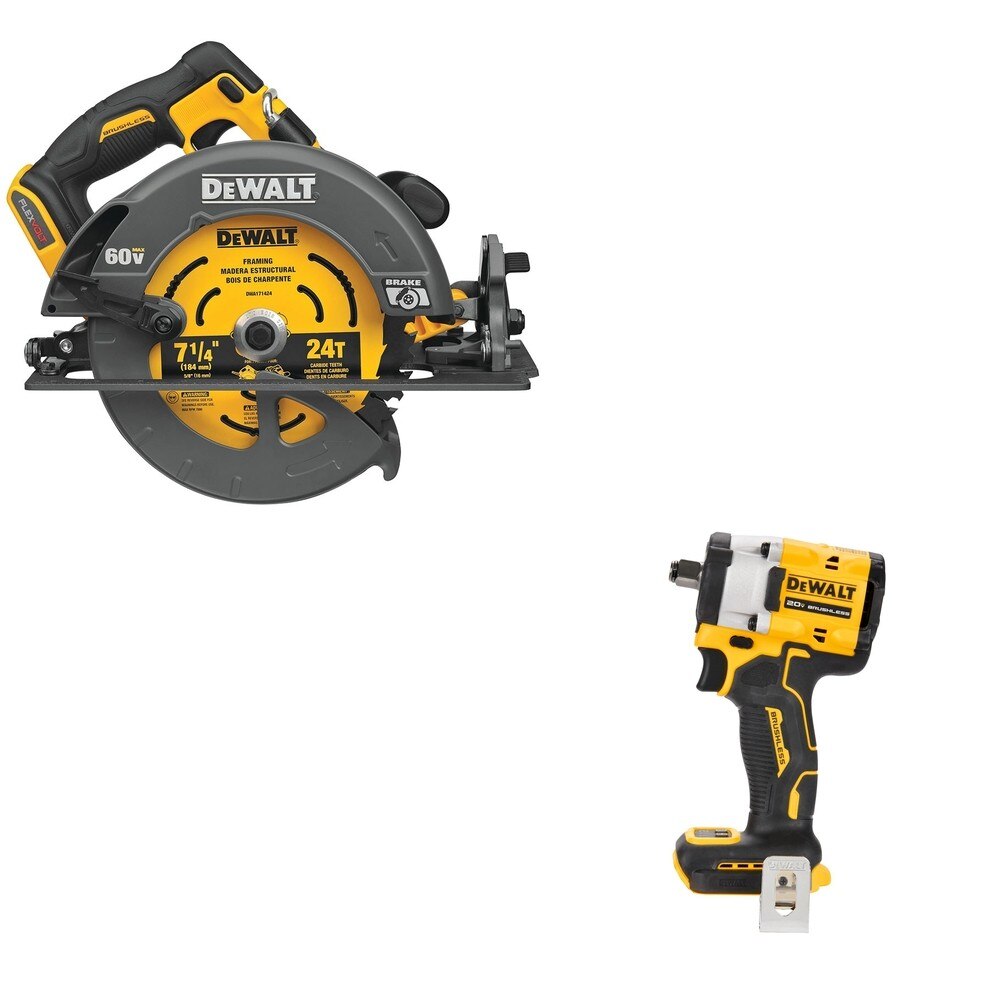 DeWalt DCS578B 60V MAX 7-1/4 in. Circular Saw W/ DCF921B ATOMIC Impact Wrench