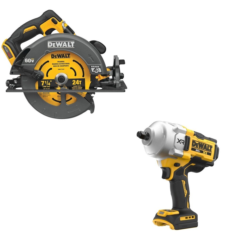 DeWalt DCF961B 20V MAX XR 1/2 in. High Torque Impact Wrench W/ DCS578B 7-1/4 in. Circular Saw