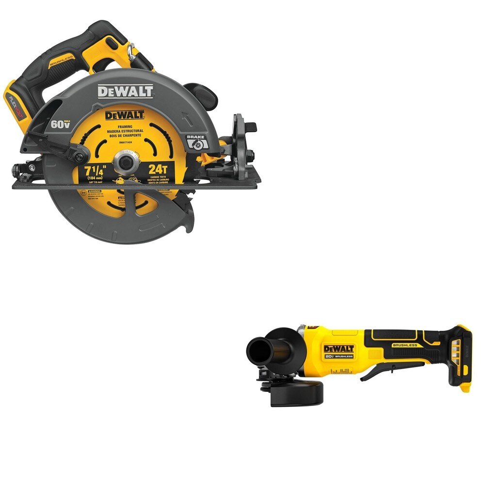 DeWalt DCS578B 60V MAX 7-1/4 in. Circular Saw W/ DCG408B Paddle-Switch Grinder