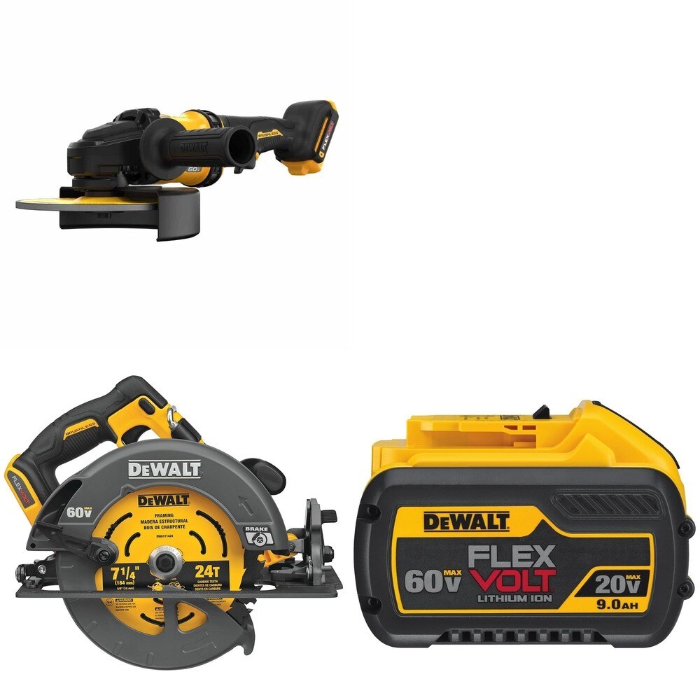 DeWalt DCS578B 60V MAX 7-1/4 in. Circular Saw W/ DCG440B 7 in. Grinder and DCB609 9.0Ah Battery