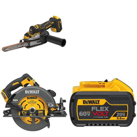 DeWalt DCS578B 7-1/4 in. Circular Saw W/ DCM200B Bandfile Sander and DCB609 9.0Ah Battery