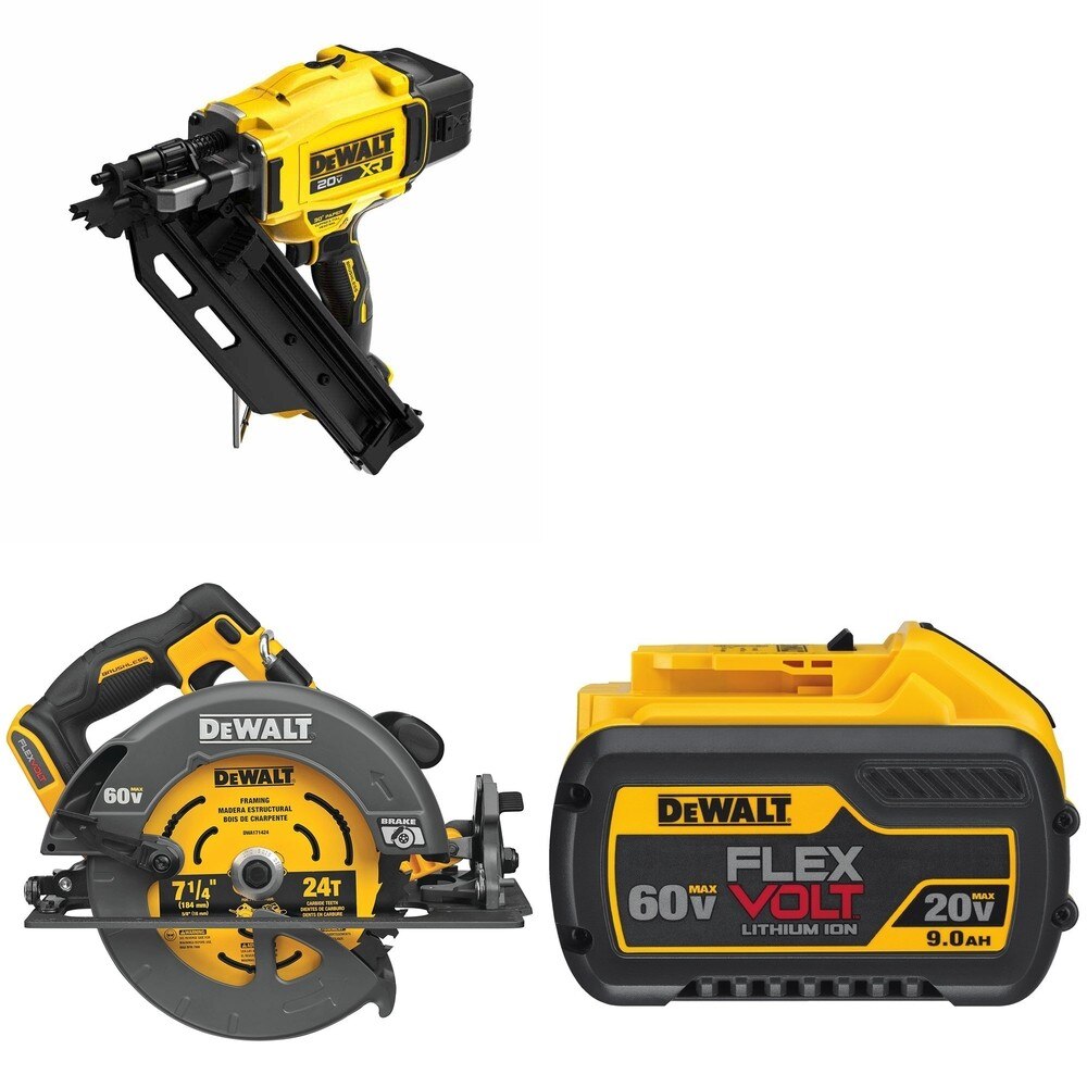 DeWalt DCN930B 20V MAX XR 30-Degree Framing Nailer W/ DCS578B and DCB609 FLEXVOLT 9.0Ah Battery