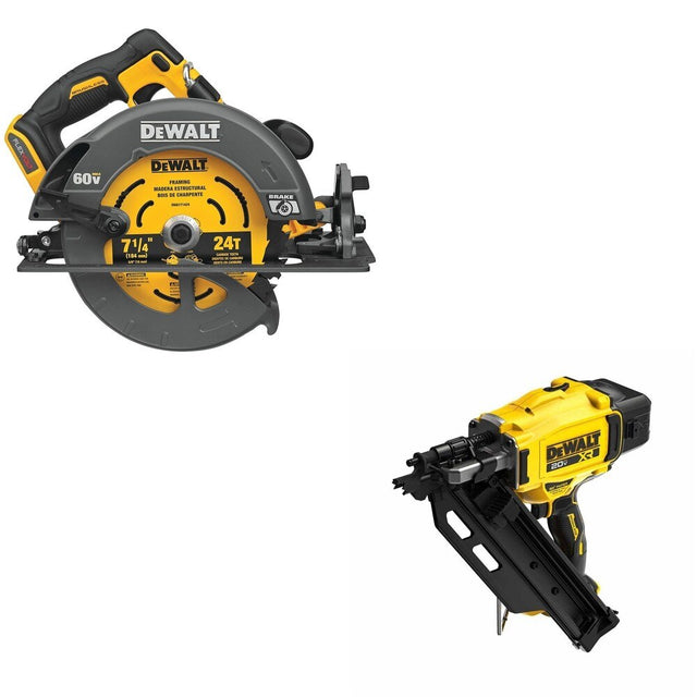 DeWalt DCN930B 20V MAX XR 30-Degree Framing Nailer W/ DCS578B 7-1/4 in. Circular Saw