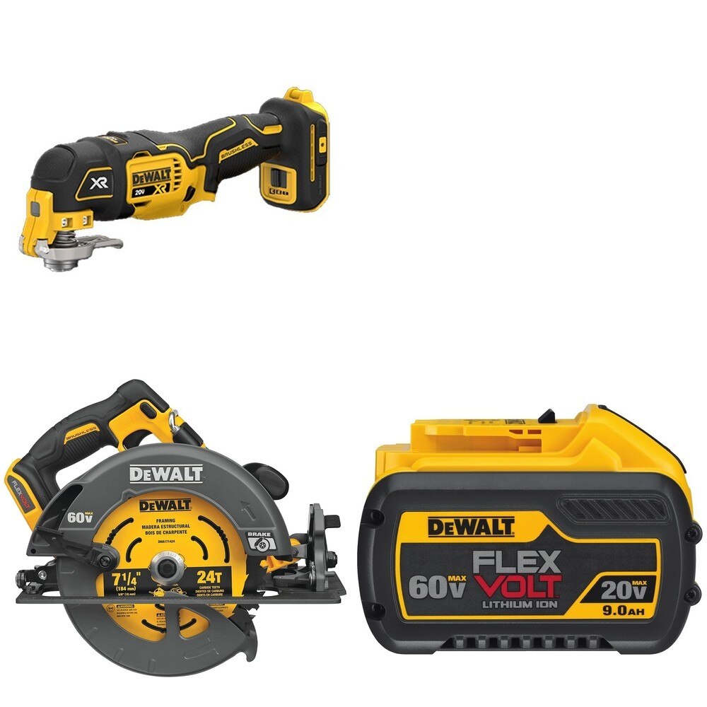 DeWalt DCS578B 60V MAX 7-1/4 in. Circular Saw W/ DCB609 FLEXVOLT 9.0Ah Battery and DCS356B
