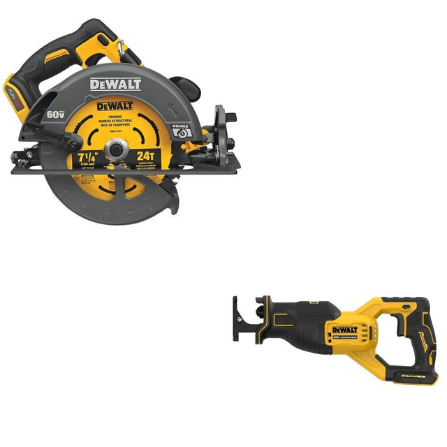DeWalt DCS578B 60V MAX 7-1/4 in. Circular Saw W/ DCS382B Reciprocating Saw