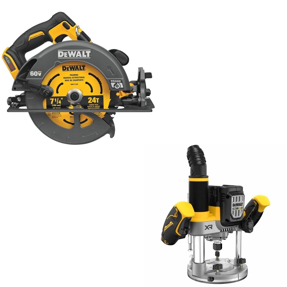 DeWalt DCW620B 20V MAX XR 2-1/4 HP Plunge Router W/ DCS578B 7-1/4 in. Circular Saw