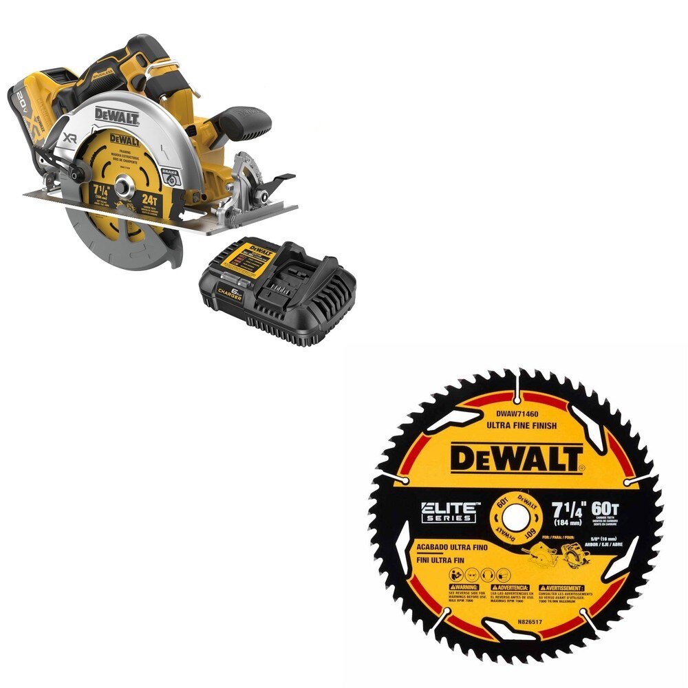 DeWalt DCS590WW1 7-1/4 in. Circular Saw W/ DWAW71460 7-1/4 in. 60T Blade