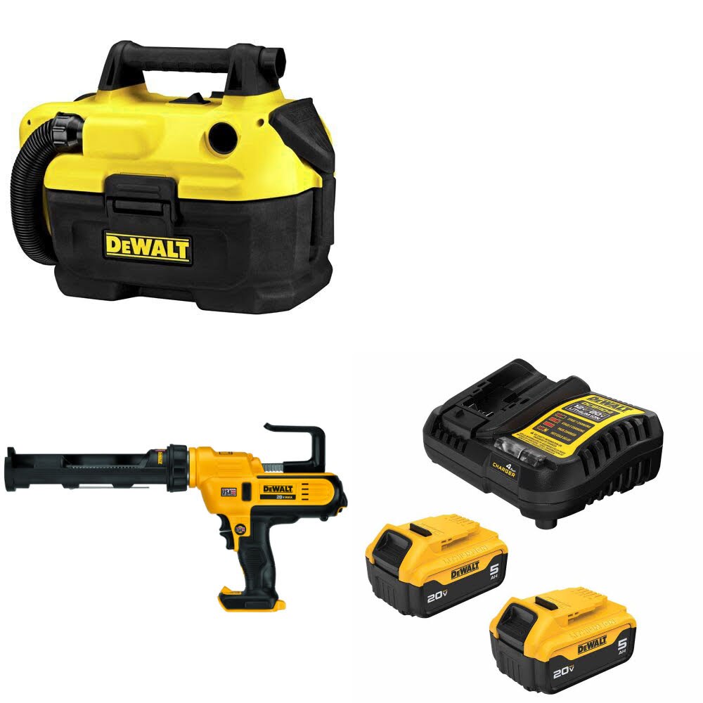 DeWalt DCV580H Wet/Dry Vacuum Kit W/ DCE560B Caulking Gun and FREE DCB205-2C Battery Kit