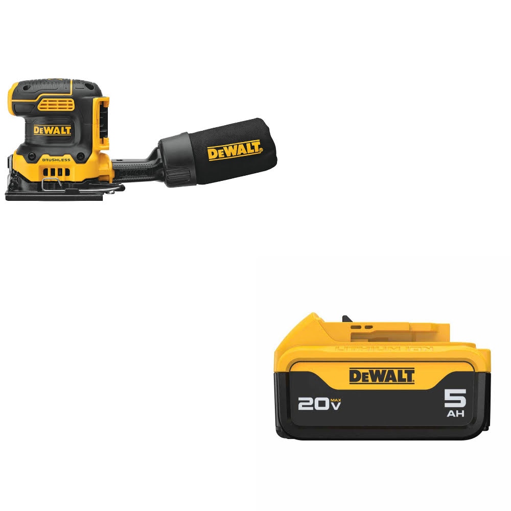 DeWalt DCW200B 20V MAX XR 1/4" Sander W/ DCB205 20V MAX XR 5.0Ah Battery Pack
