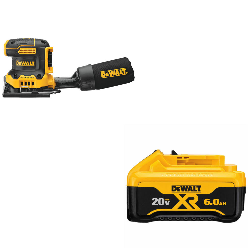 DeWalt DCW200B 20V MAX XR 1/4" Sander, Bare W/ DCB206 20V MAX 6.0Ah Battery Pack