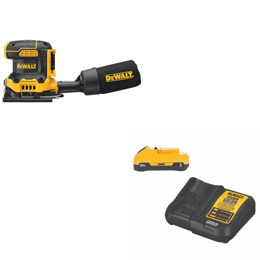 DeWalt DCW200B 20V MAX XR 1/4" Sander, Bare W/ DCB230C 20V MAX Starter Kit