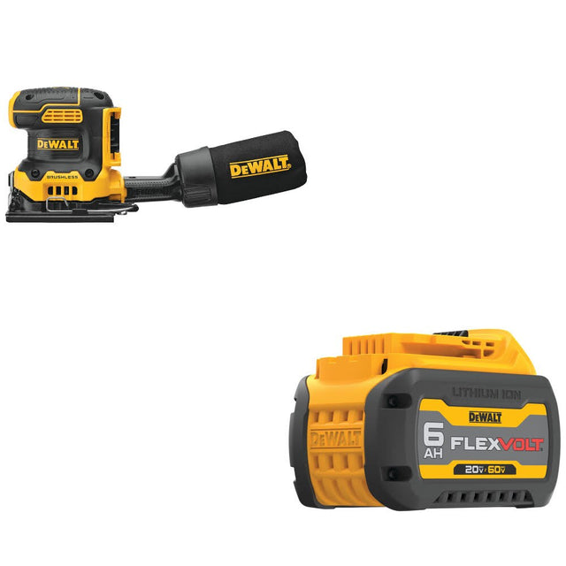 DeWalt DCW200B 20V MAX XR 1/4" Sander W/ DCB606 20/60V MAX FlexVolt 6 Ah Battery