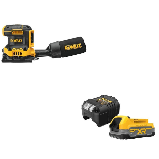DeWalt DCW200B 20V MAX XR 1/4" Sander, Bare W/ DCBP034C 20V MAX Starter Kit