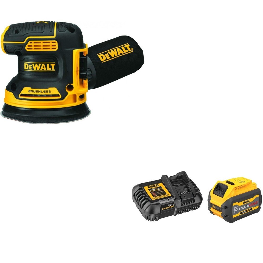 DeWalt DCB606C FLEXVOLT 20V/60V MAX 6.0Ah Battery Starter Kit W/ DCW210B Random Orbital Sander