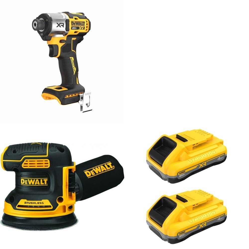 DeWalt DCB2104-2 POWERPACK 4Ah 2-Pack W/ DCW210B Random Orbital Sander and DCF845B
