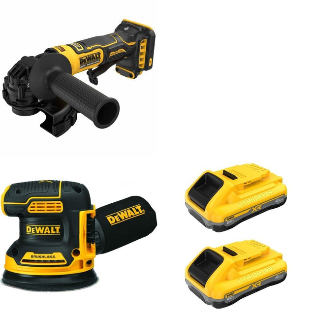 DeWalt DCB2104-2 20V MAX XR POWERPACK 4Ah Battery 2-Pack W/ DCG402B Angle Grinder and DCW210B