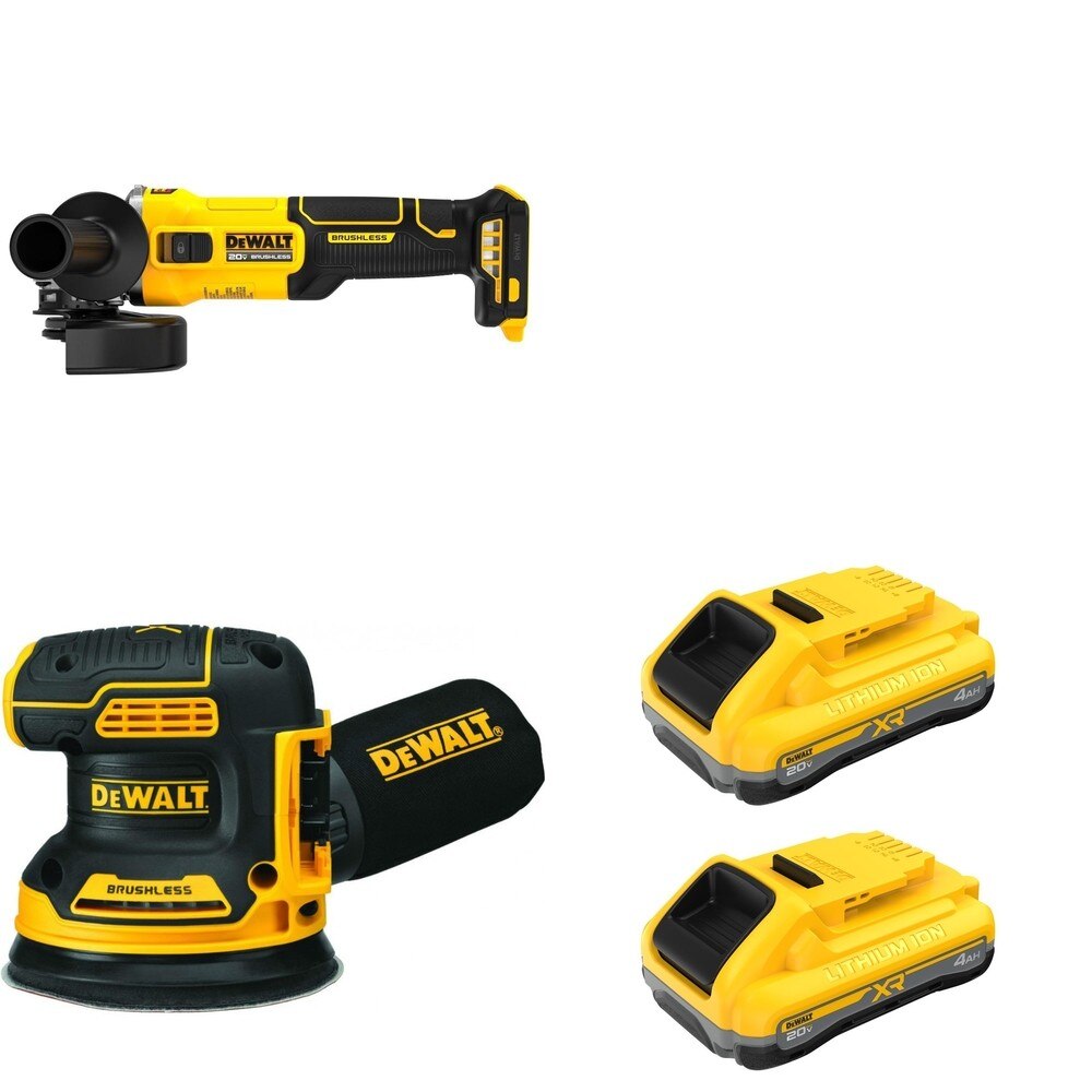 DeWalt DCB2104-2 POWERPACK 4Ah 2-Pack W/ DCG407B and DCW210B Random Orbital Sander