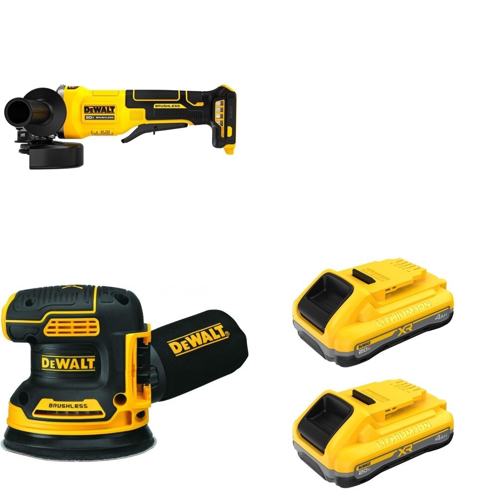 DeWalt DCB2104-2 POWERPACK 4Ah 2-Pack W/ DCW210B Random Orbital Sander and DCG408B