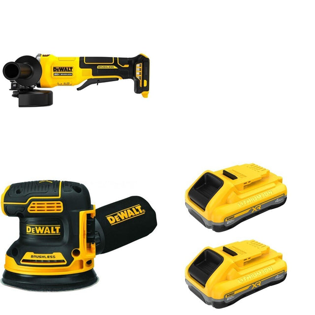 DeWalt DCB2104-2 POWERPACK 4Ah 2-Pack W/ DCW210B Random Orbital Sander and DCG408B