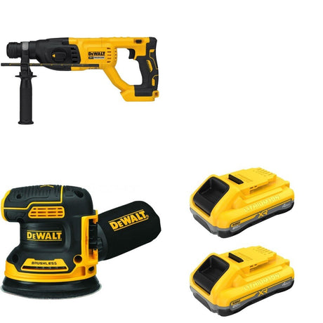 DeWalt DCB2104-2 POWERPACK 4Ah 2-Pack W/ DCH133B D-Handle Rotary Hammer and DCW210B