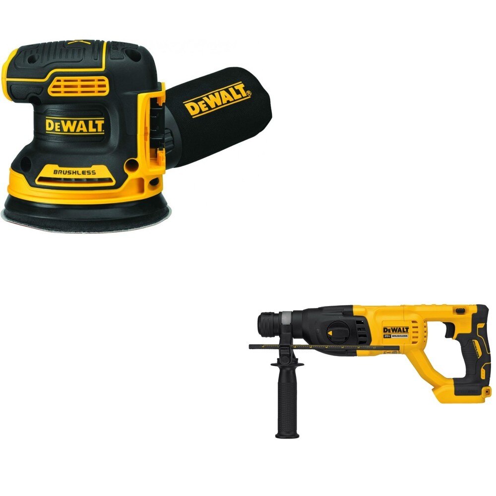 DeWalt DCH133B 20V MAX XR 1 in. D-Handle Rotary Hammer W/ DCW210B Random Orbital Sander