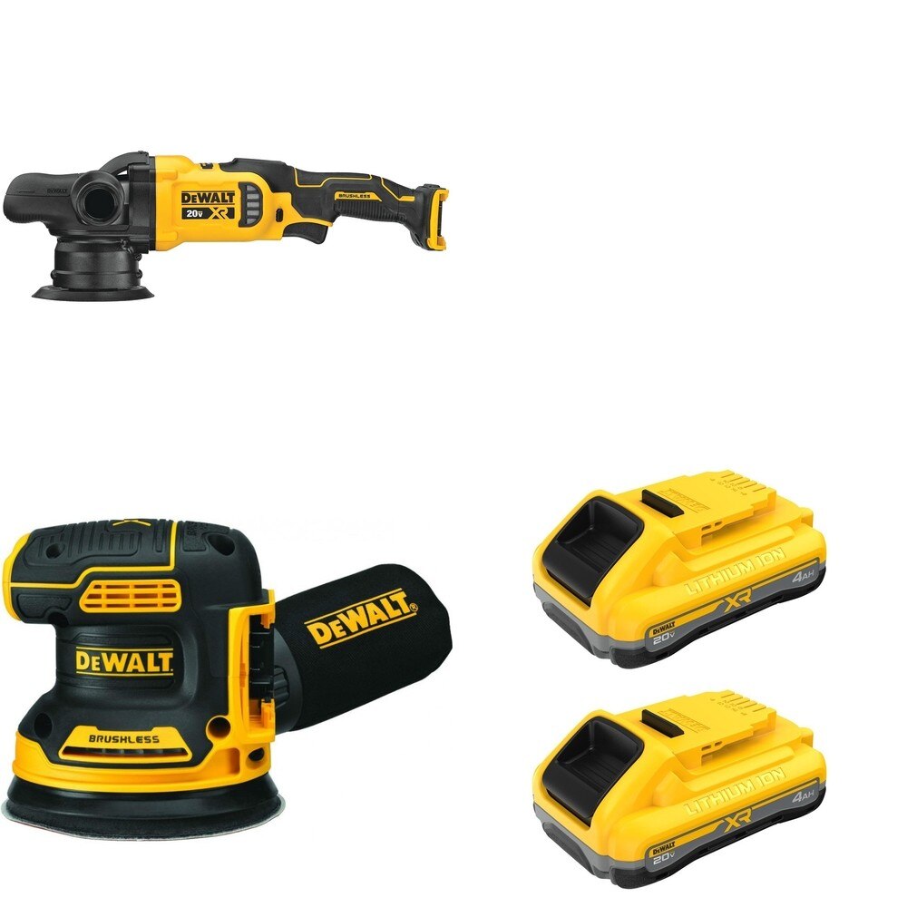 DeWalt DCM848B Random Orbit Polisher W/ DCB2104-2 and DCW210B Random Orbital Sander