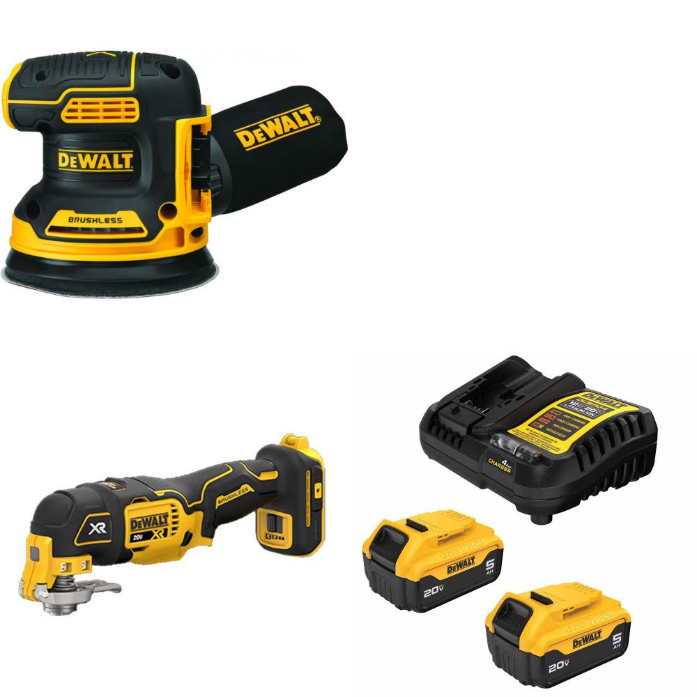 DeWalt DCW210B 20V MAX Sander Kit W/ DCS356B Multi-Tool and FREE DCB205 Battery Kit