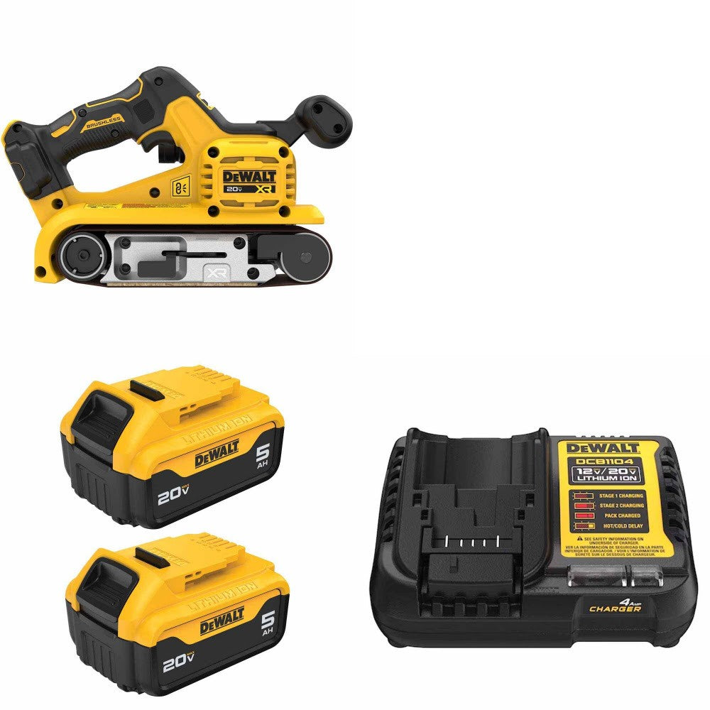 DeWalt DCW220B Belt Sander Kit W/ FREE DCB205-2 Battery, 2 Pack and FREE DCB1104 Charger
