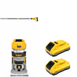 DeWalt DCE531B Concrete Vibrator W/ DCB2104-2 POWERPACK 4Ah 2-Pack and DCW600B Compact Router