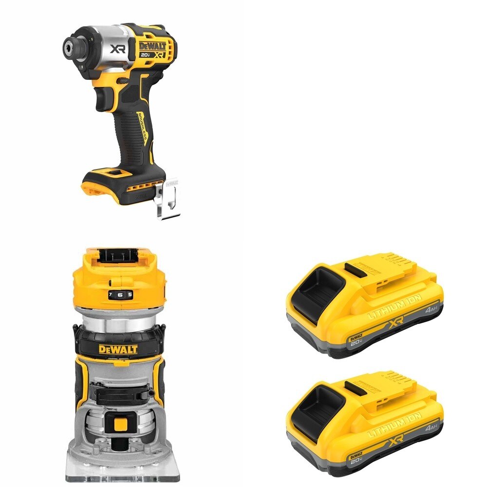 DeWalt DCB2104-2 20V MAX XR POWERPACK 4Ah Battery 2-Pack W/ DCF845B and DCW600B Compact Router