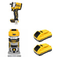 DeWalt DCB2104-2 POWERPACK 4Ah 2-Pack W/ DCF921B Impact Wrench and DCW600B Compact Router