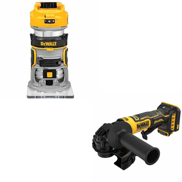 DeWalt DCG402B ATOMIC 20V MAX 4-1/2 in. Angle Grinder W/ DCW600B Compact Router