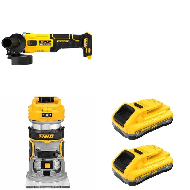 DeWalt DCB2104-2 20V MAX XR POWERPACK 4Ah Battery 2-Pack W/ DCG407B and DCW600B Compact Router